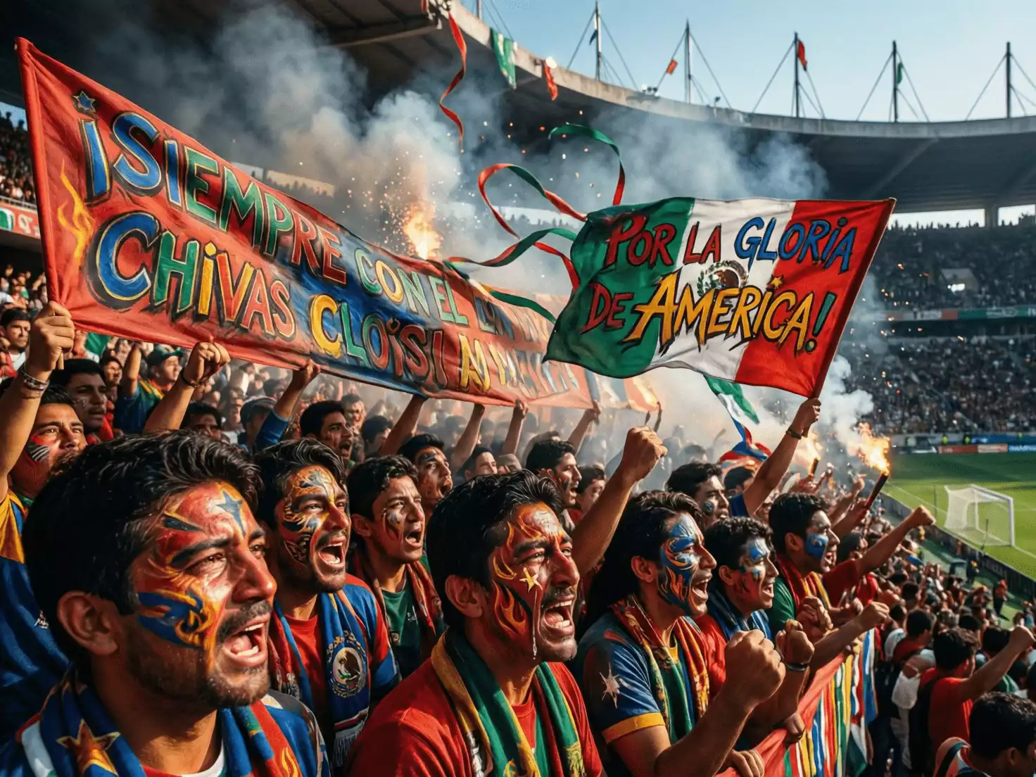 Aficionados mexicanos con banderas y cánticos durante un clásico