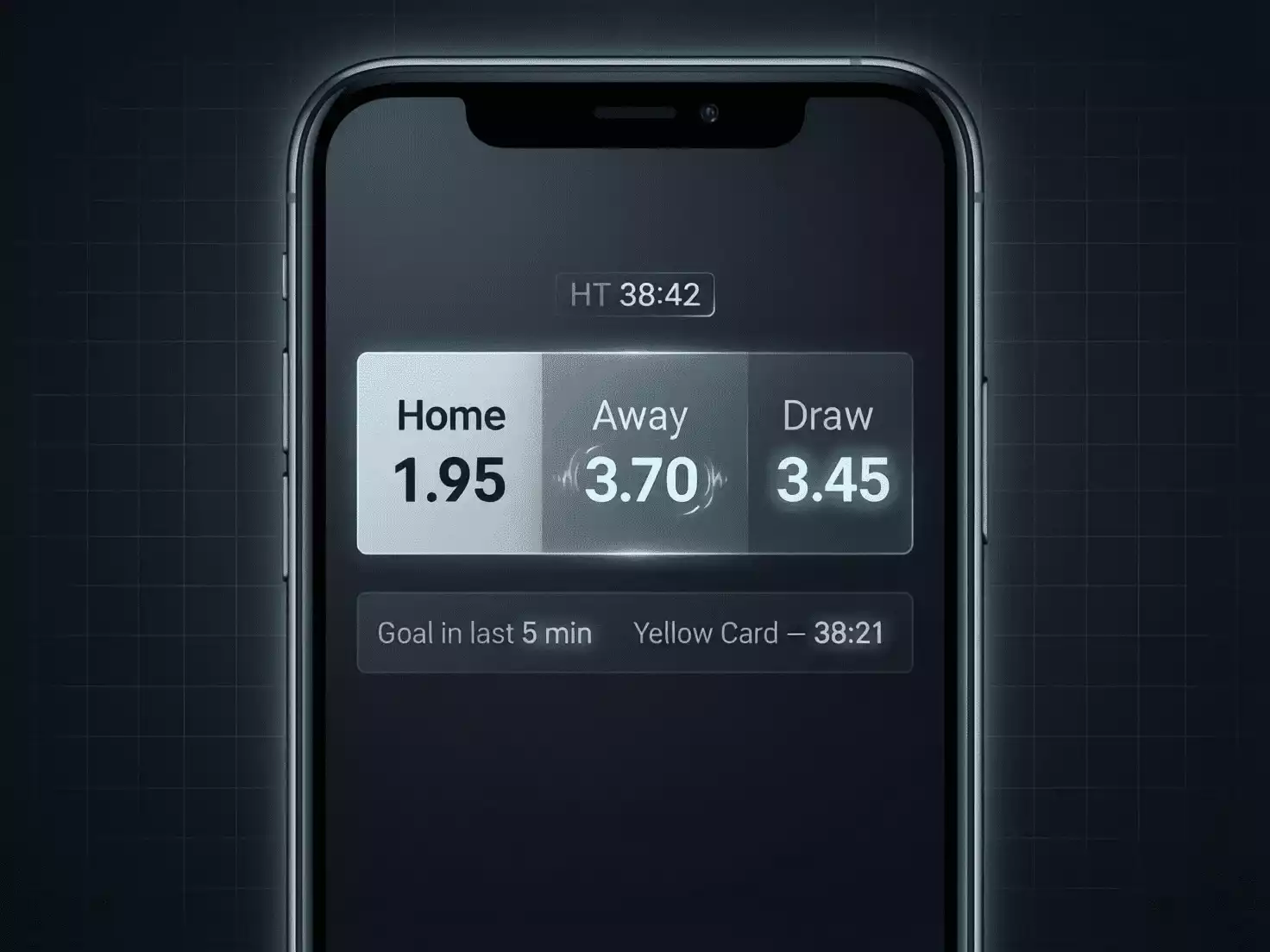Pantalla mostrando cuotas de apuestas en vivo durante un partido