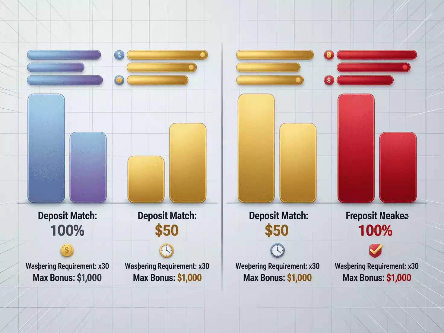 Comparación visual de diferentes ofertas de bonos de casas de apuestas