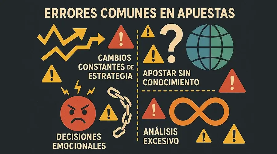 Errores comunes que arruinan estrategias de apuestas: inconsistencia, apostar fuera de competencia y decisiones emocionales