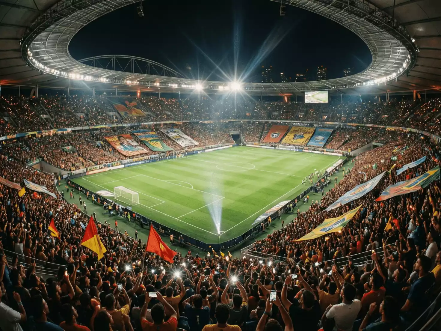 Estadio brasileño lleno de aficionados durante un partido de Copa Libertadores