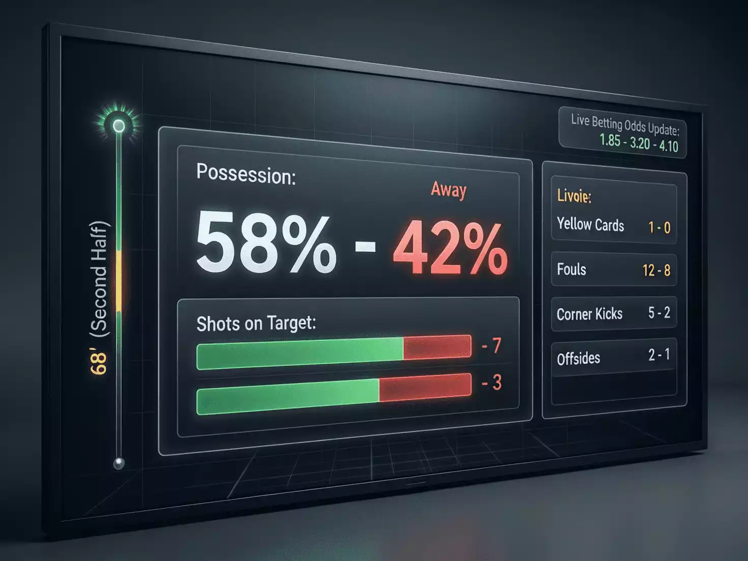 Pantalla con estadísticas de partido en tiempo real