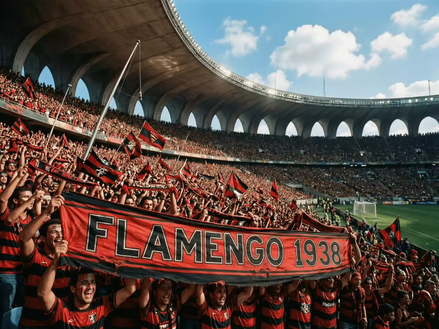 Hinchada del Flamengo en el Maracaná durante un partido del Brasileirão