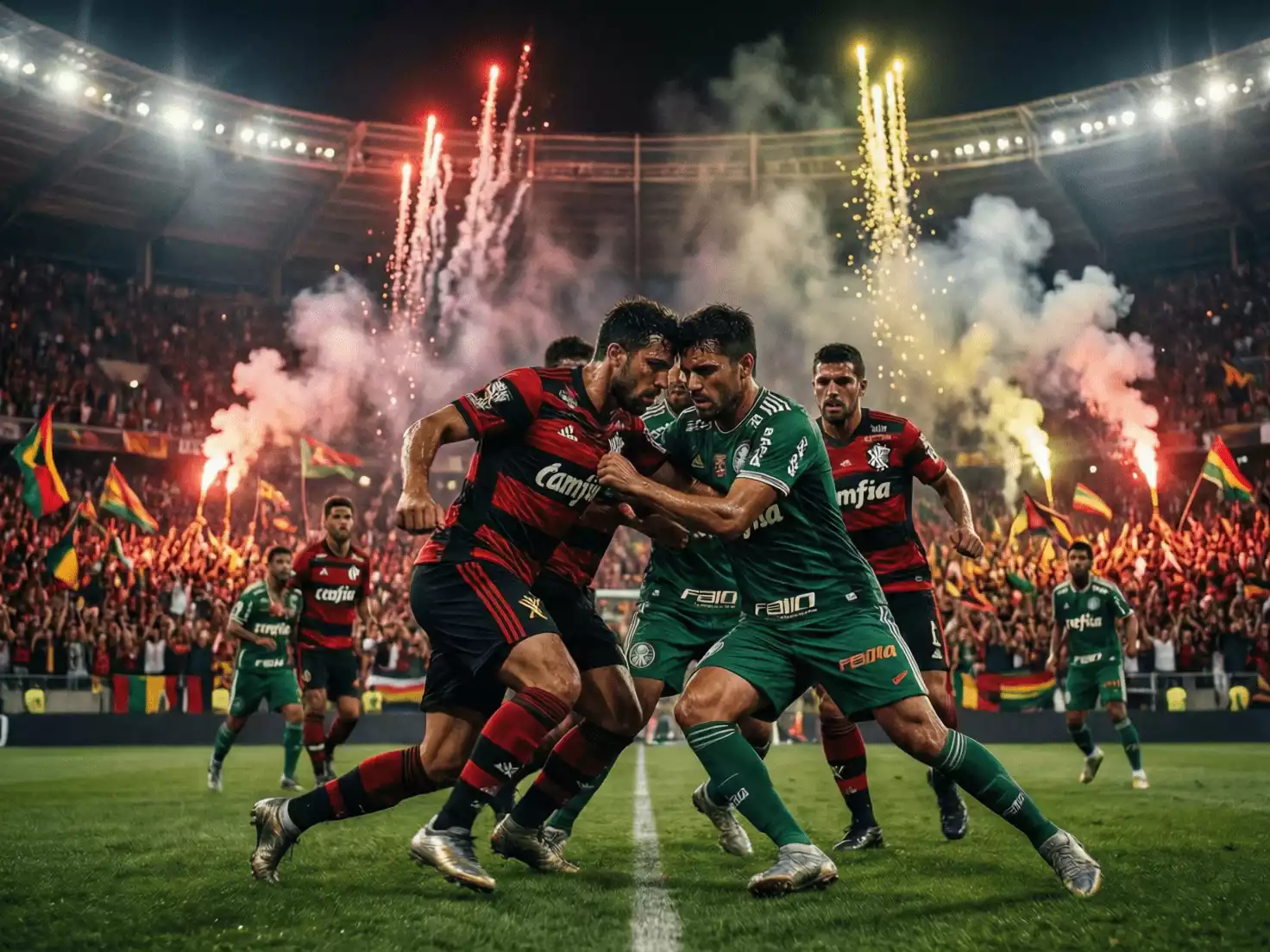 Partido entre Flamengo y Palmeiras en una final de Copa Libertadores