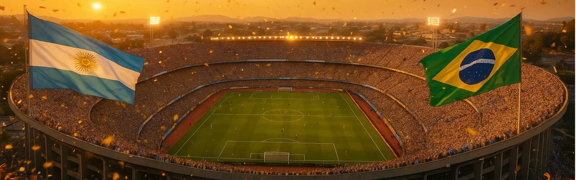 Estadio lleno durante la Copa América con banderas y aficionados celebrando