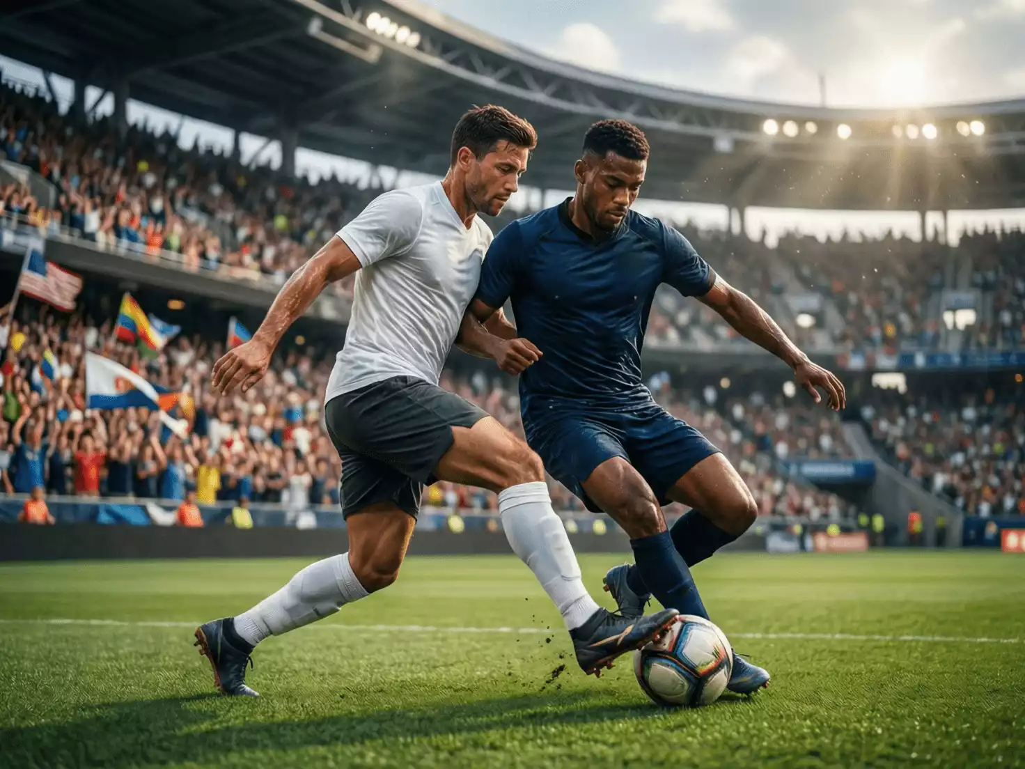 Jugadores de fútbol disputando un balón en un partido de la MLS