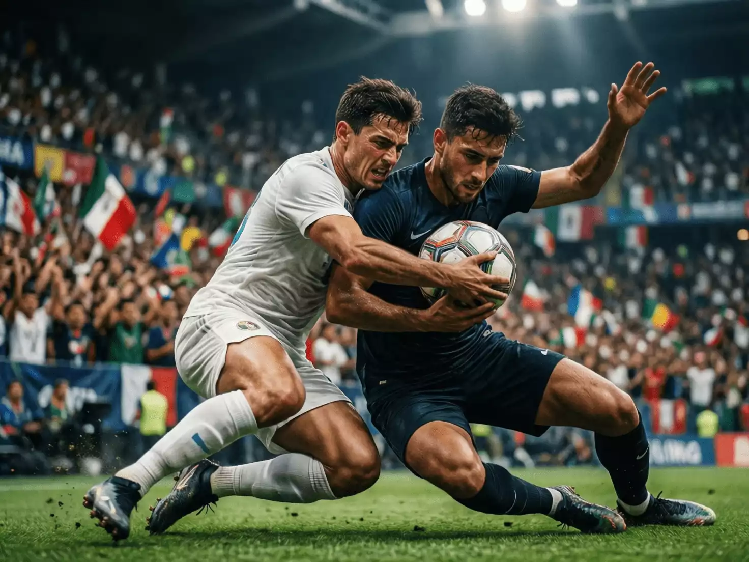 Jugadores disputando un balón en un partido de liguilla mexicana