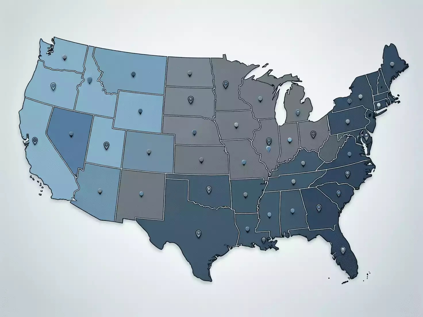 Mapa de Estados Unidos mostrando la distribución de equipos de la MLS